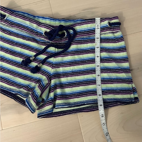 Plush & Lush Stripe Short Shorts Drawstring Waist XS - Picture 3 of 12